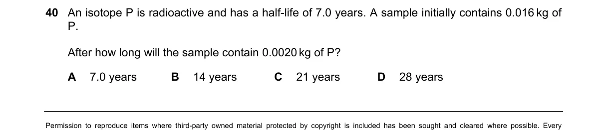 Question 40 from 5054/11/O/N/20