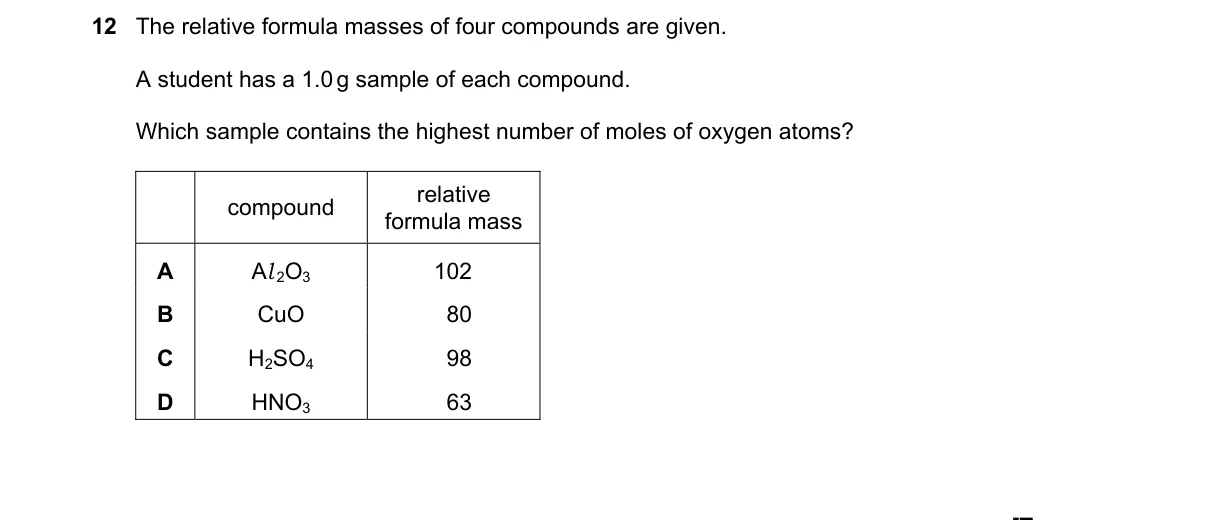 Question 12 from 5070/11/M/J/18