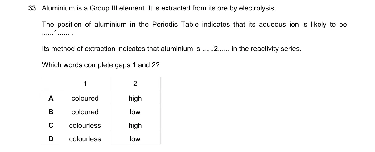 Question 33 from 5070/11/M/J/18