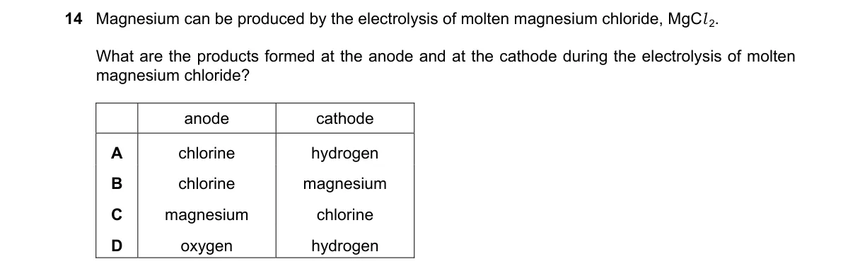 Question 14 from 5070/12/M/J/18