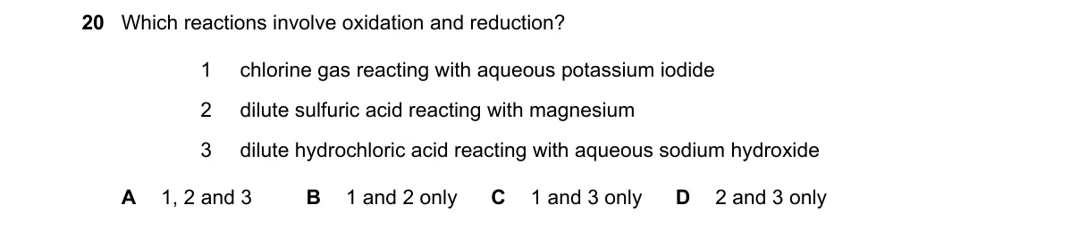 Question 20 from 5070/12/M/J/18