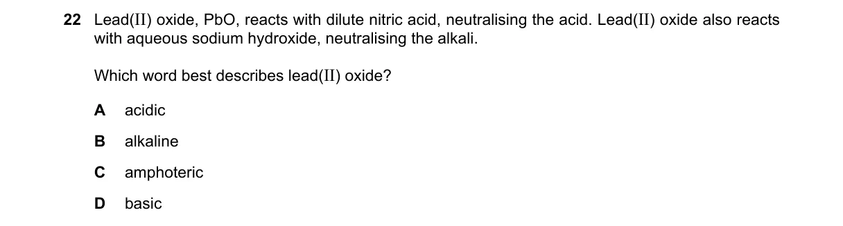 Question 22 from 5070/12/M/J/18