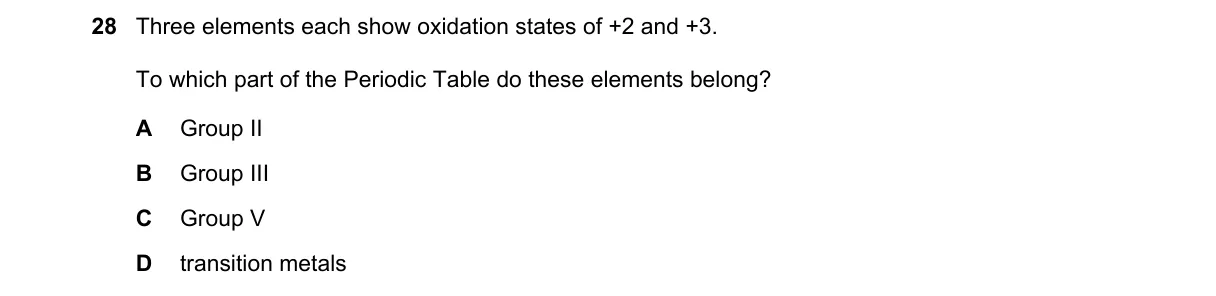 Question 28 from 5070/12/M/J/18