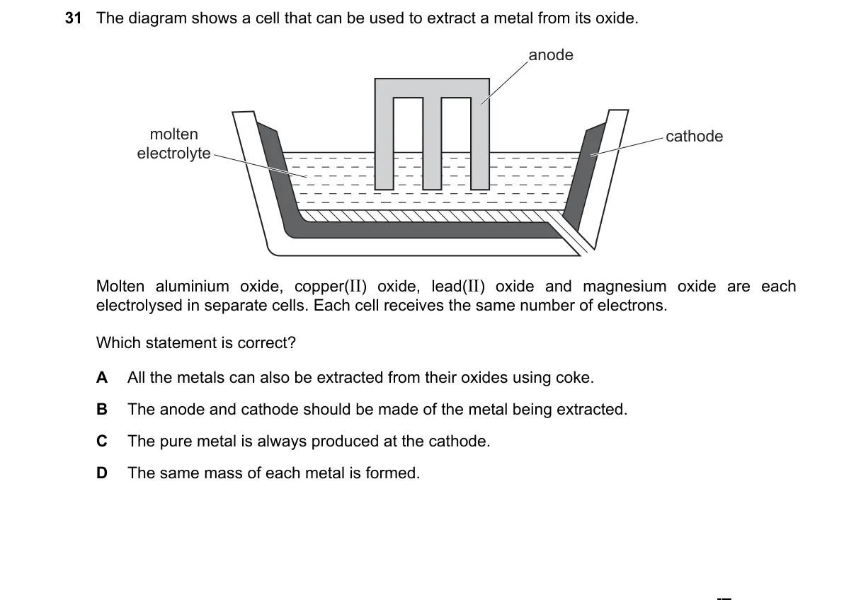 Question 31 from 5070/12/M/J/18