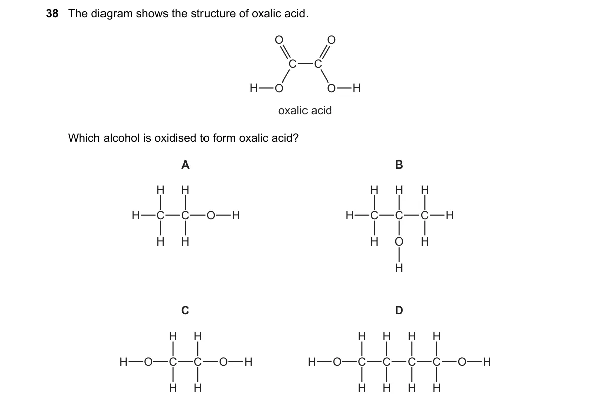 Question 38 from 5070/12/M/J/18