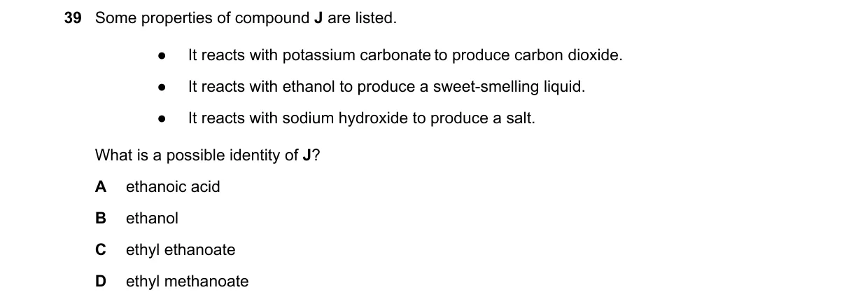 Question 39 from 5070/12/M/J/18