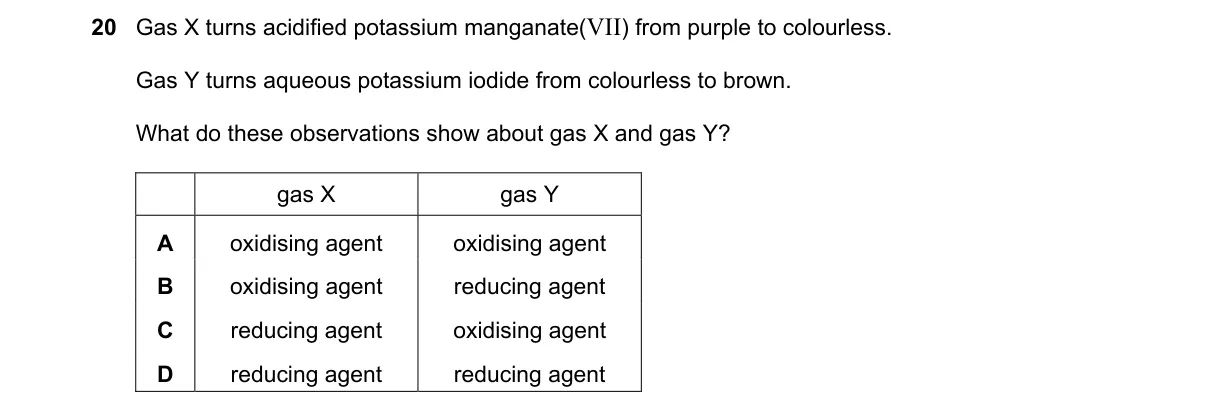 Question 20 from 5070/11/M/J/19