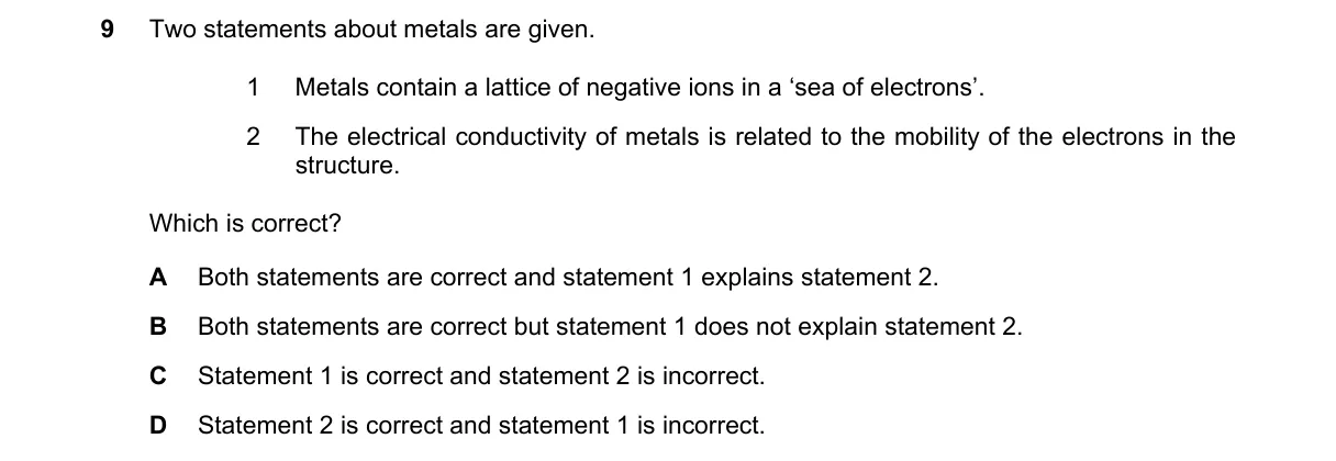 Question 9 from 5070/11/M/J/19