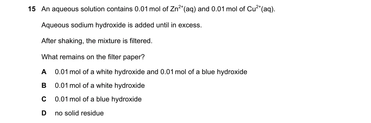 Question 15 from 5070/11/M/J/20