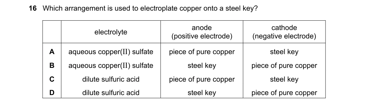 Question 16 from 5070/11/M/J/20