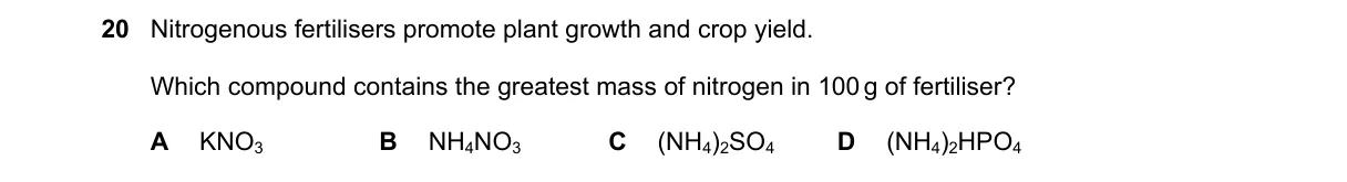 Question 20 from 5070/11/M/J/20