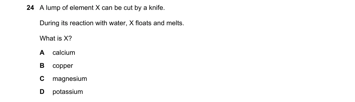 Question 24 from 5070/11/M/J/20