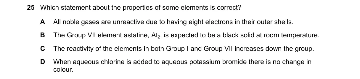 Question 25 from 5070/11/M/J/20