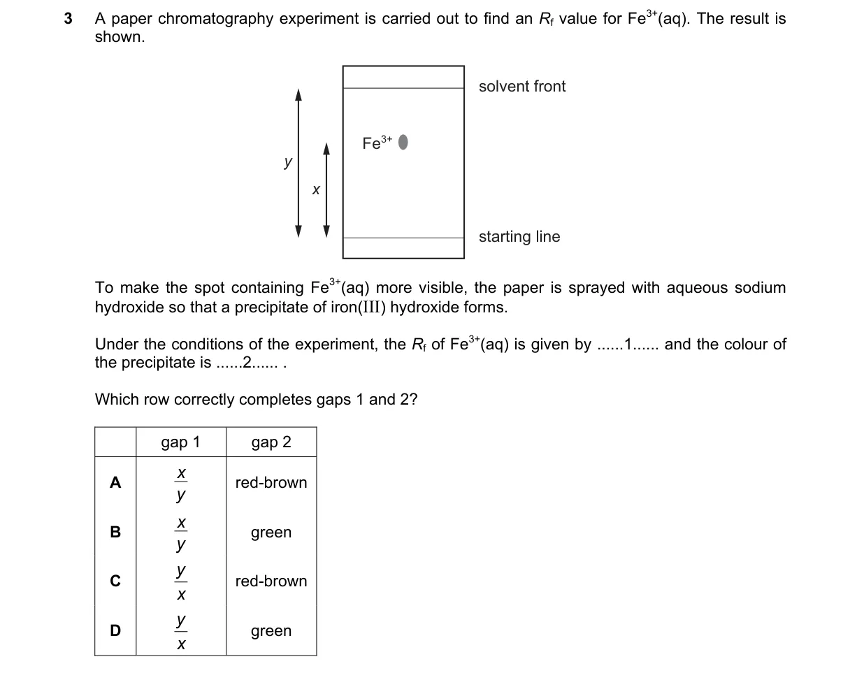 Question 3 from 5070/11/M/J/20