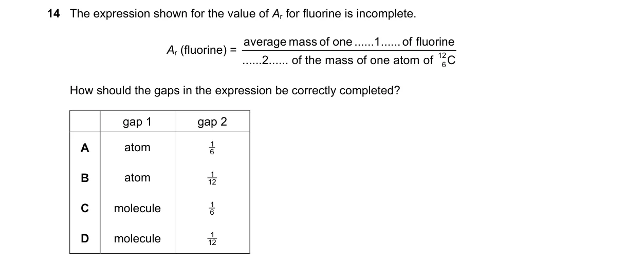 Question 14 from 5070/12/M/J/20