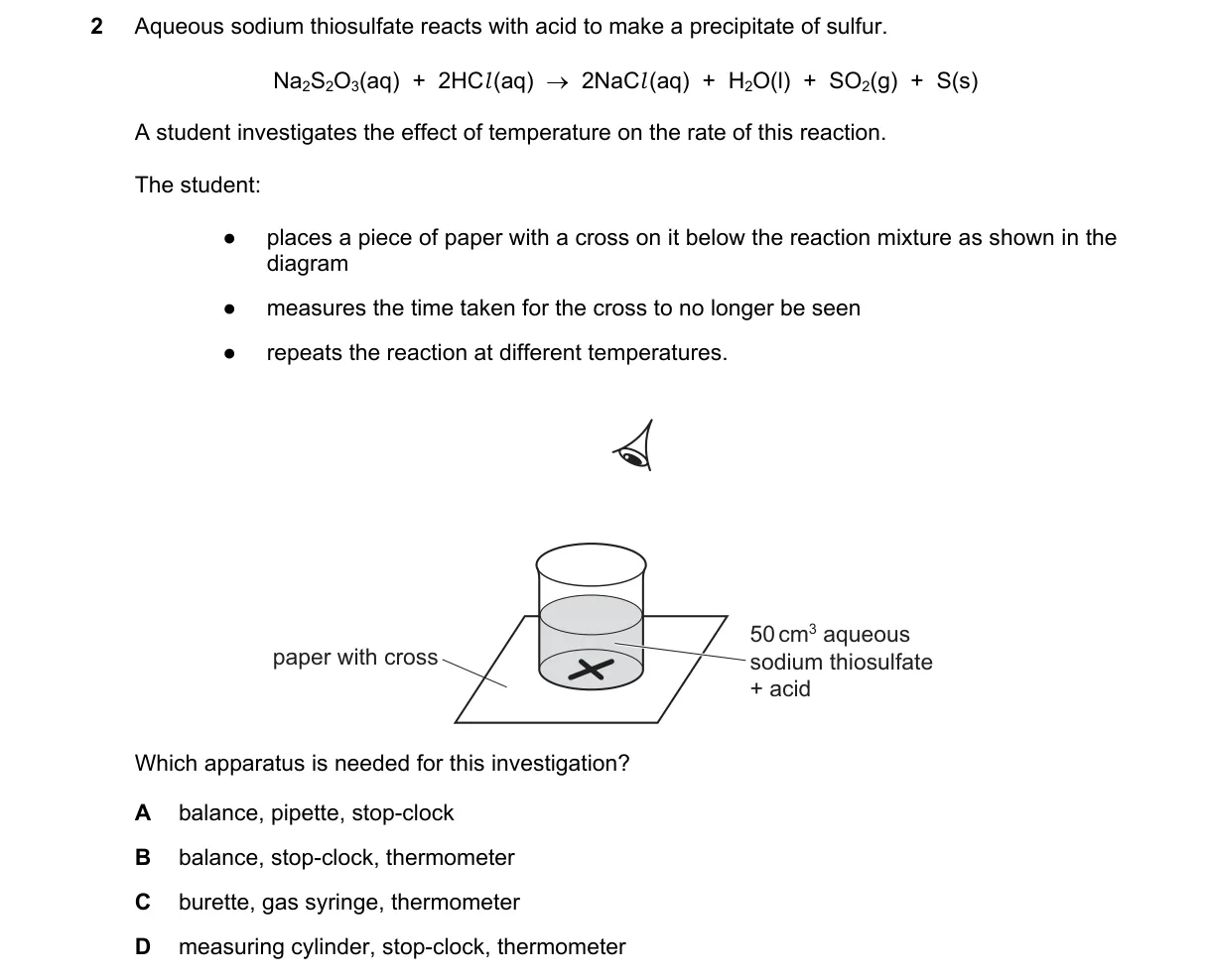 Question 2 from 5070/12/M/J/20