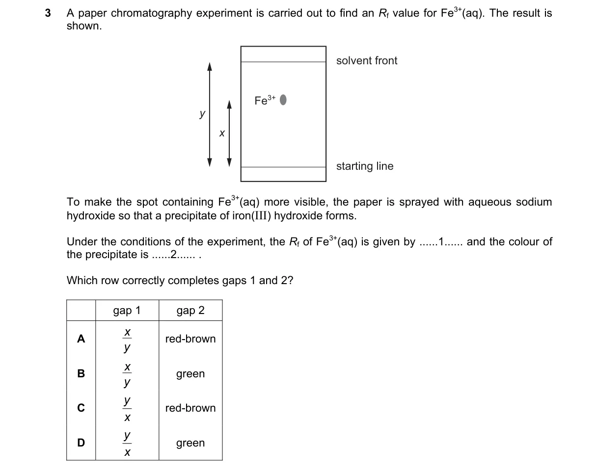 Question 3 from 5070/12/M/J/20