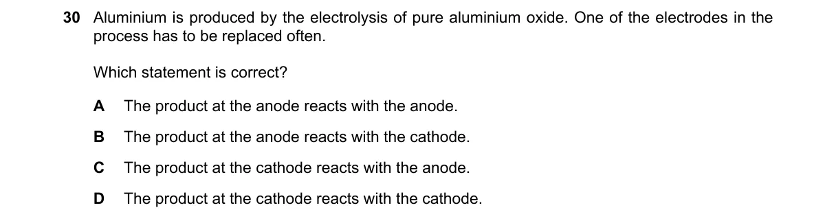 Question 30 from 5070/12/M/J/20