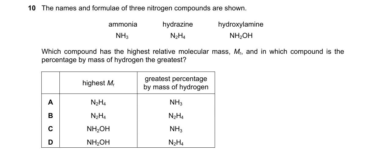 Question 10 from 5070/12/M/J/21