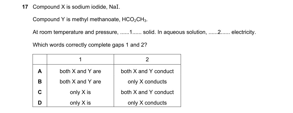 Question 17 from 5070/11/M/J/22