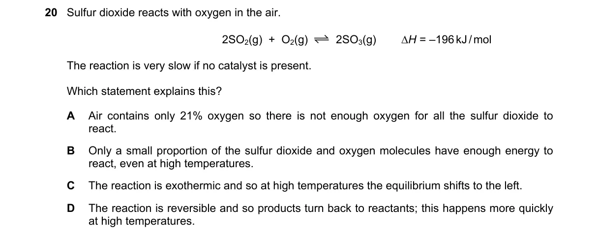Question 20 from 5070/11/M/J/22