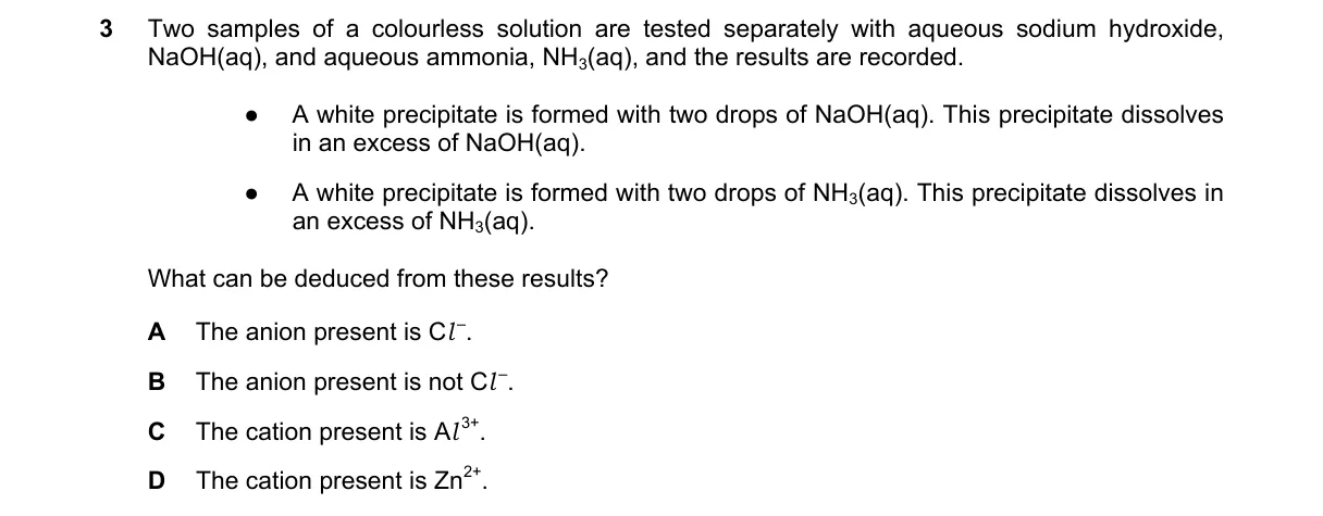 Question 3 from 5070/11/M/J/22