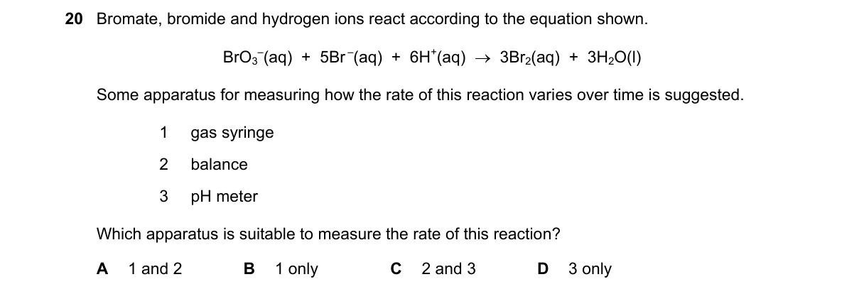 Question 20 from 5070/12/M/J/22