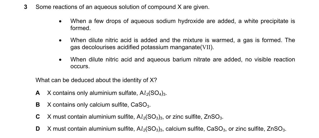 Question 3 from 5070/12/M/J/22