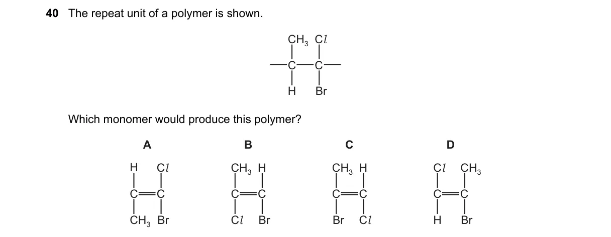 Question 40 from 5070/12/M/J/22