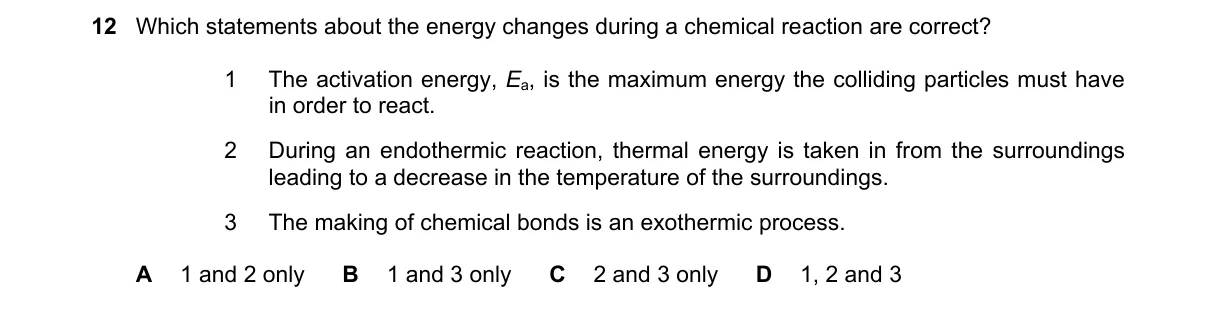 Question 12 from 5070/11/M/J/23
