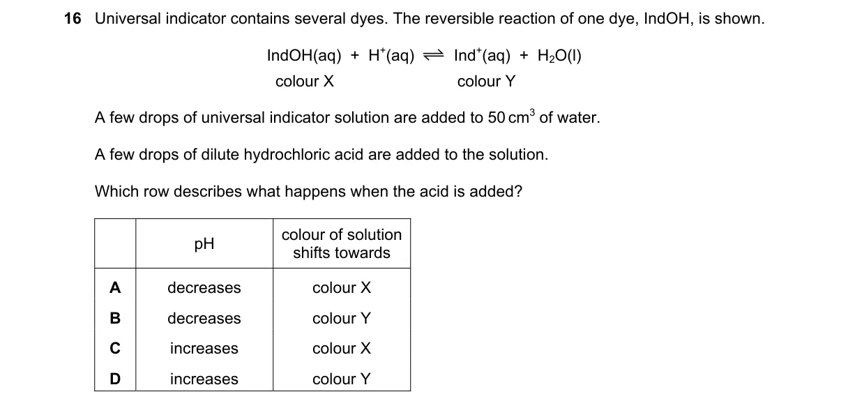 Question 16 from 5070/11/M/J/23