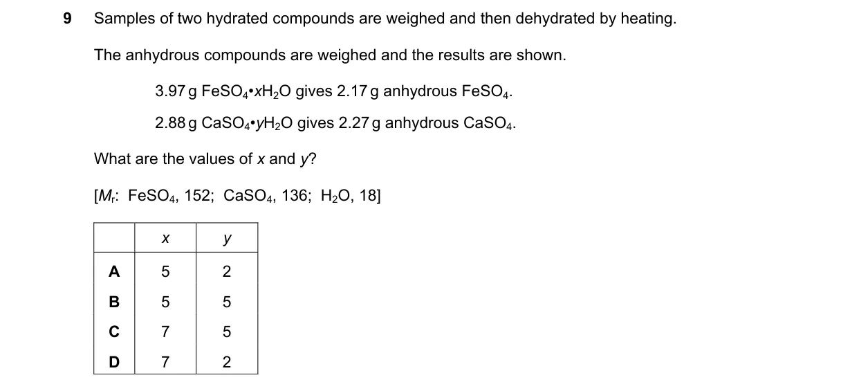 Question 9 from 5070/11/M/J/23