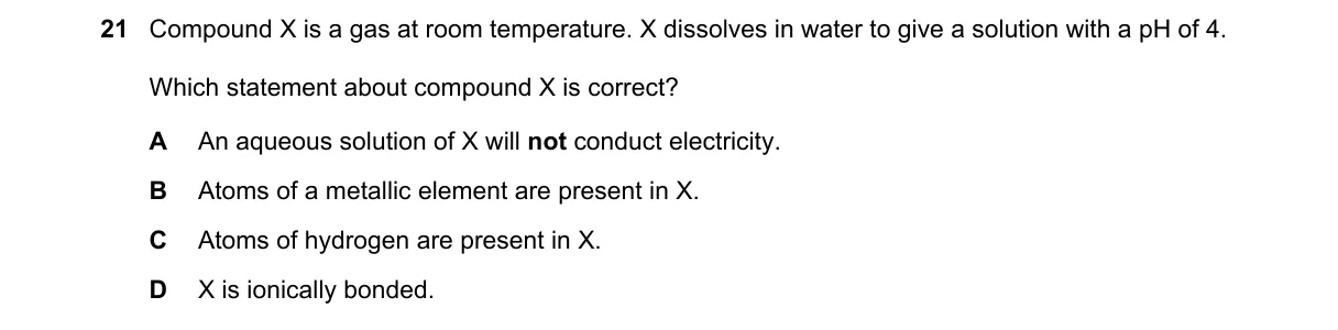 Question 21 from 5070/12/M/J/23