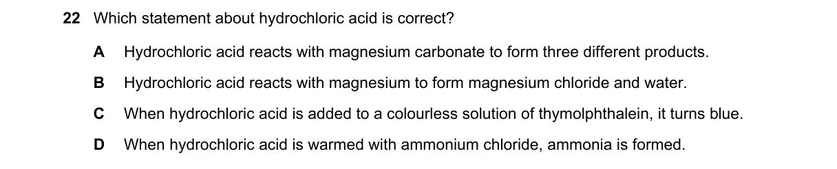 Question 22 from 5070/12/M/J/23