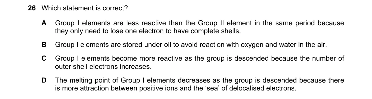Question 26 from 5070/12/M/J/23