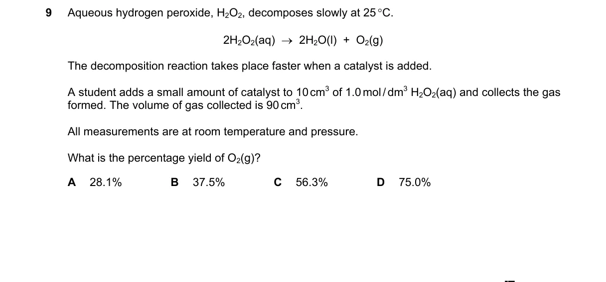 Question 9 from 5070/12/M/J/23