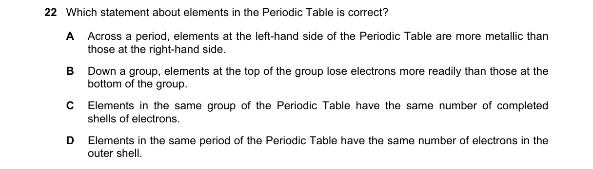 Question 22 from 5070/12/M/J/25