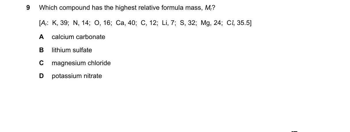 Question 9 from 5070/12/M/J/25