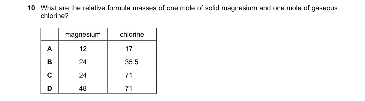 Question 10 from 5070/11/O/N/18