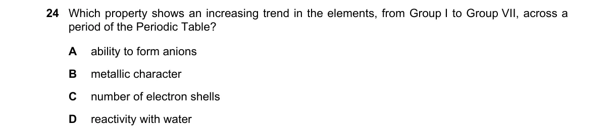 Question 24 from 5070/11/O/N/18