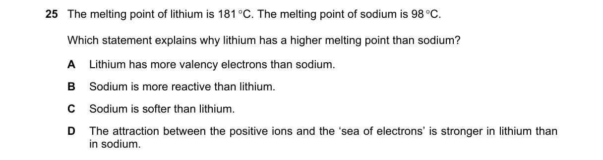 Question 25 from 5070/11/O/N/18
