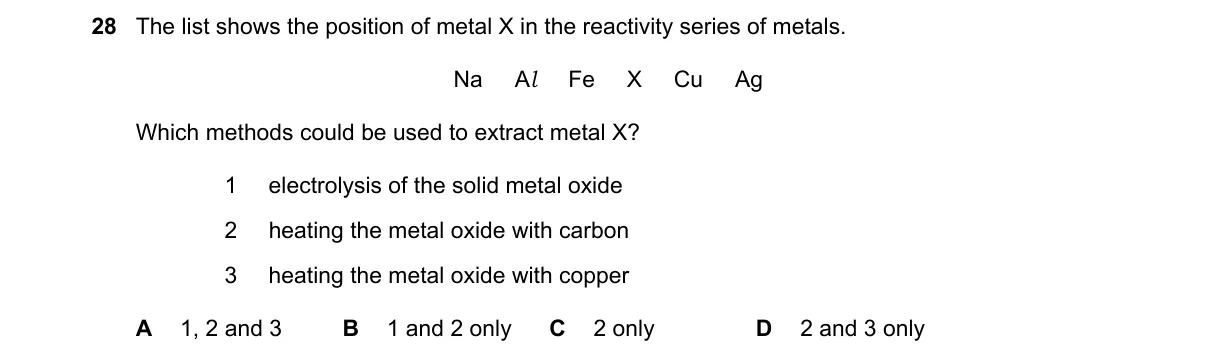 Question 28 from 5070/11/O/N/18