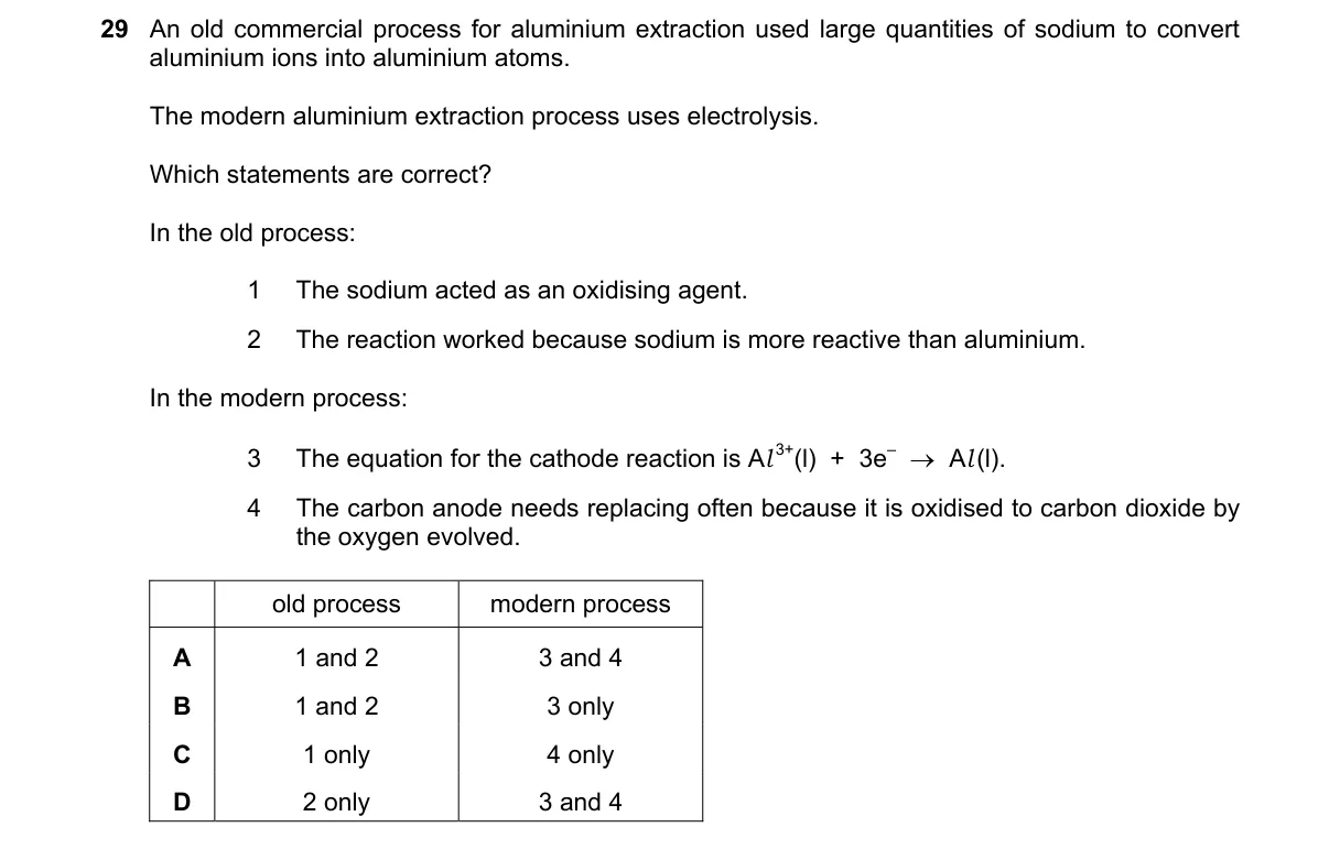 Question 29 from 5070/11/O/N/18