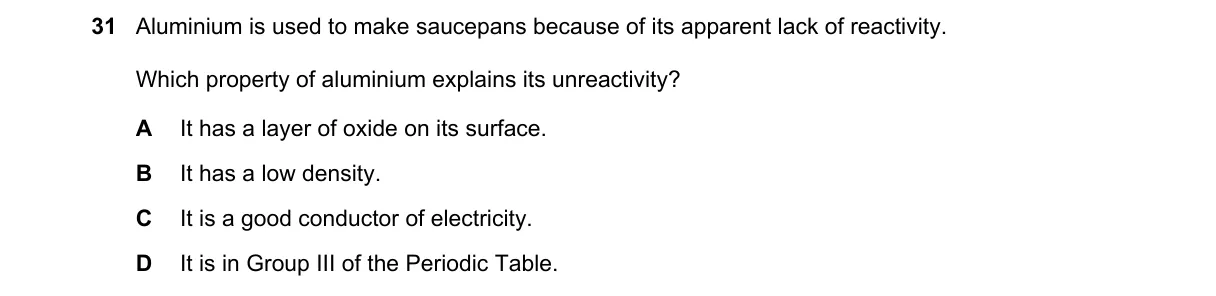 Question 31 from 5070/11/O/N/18