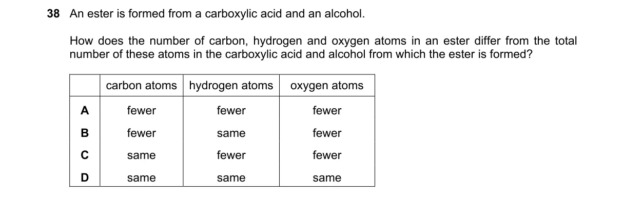 Question 38 from 5070/11/O/N/18