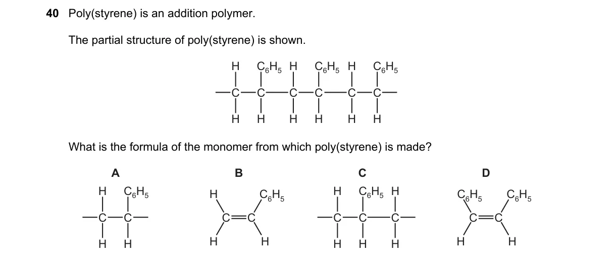 Question 40 from 5070/11/O/N/18