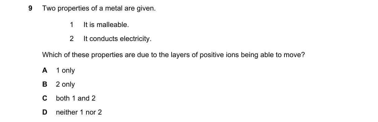Question 9 from 5070/11/O/N/18