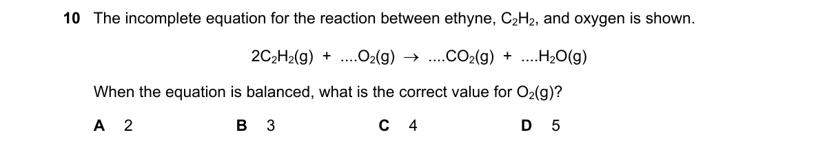 Question 10 from 5070/12/O/N/18