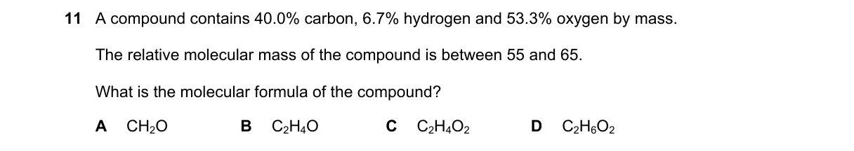 Question 11 from 5070/12/O/N/18