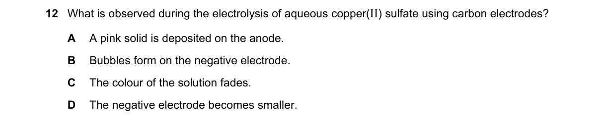 Question 12 from 5070/12/O/N/18